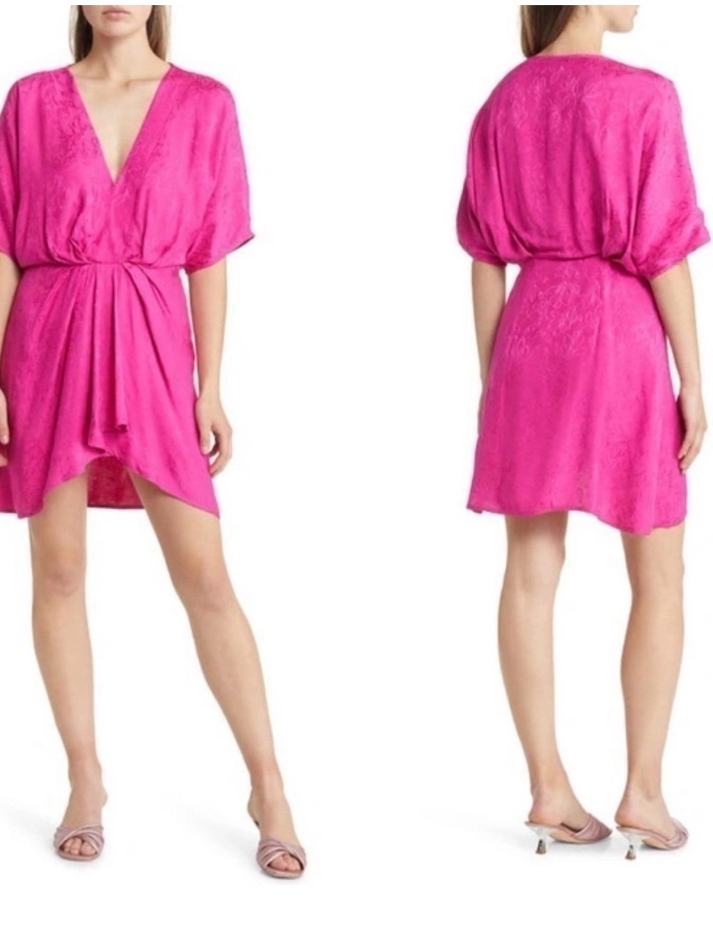 Satin V‑Neck Robe Dress